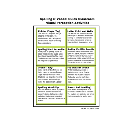 classroom visual perception activities