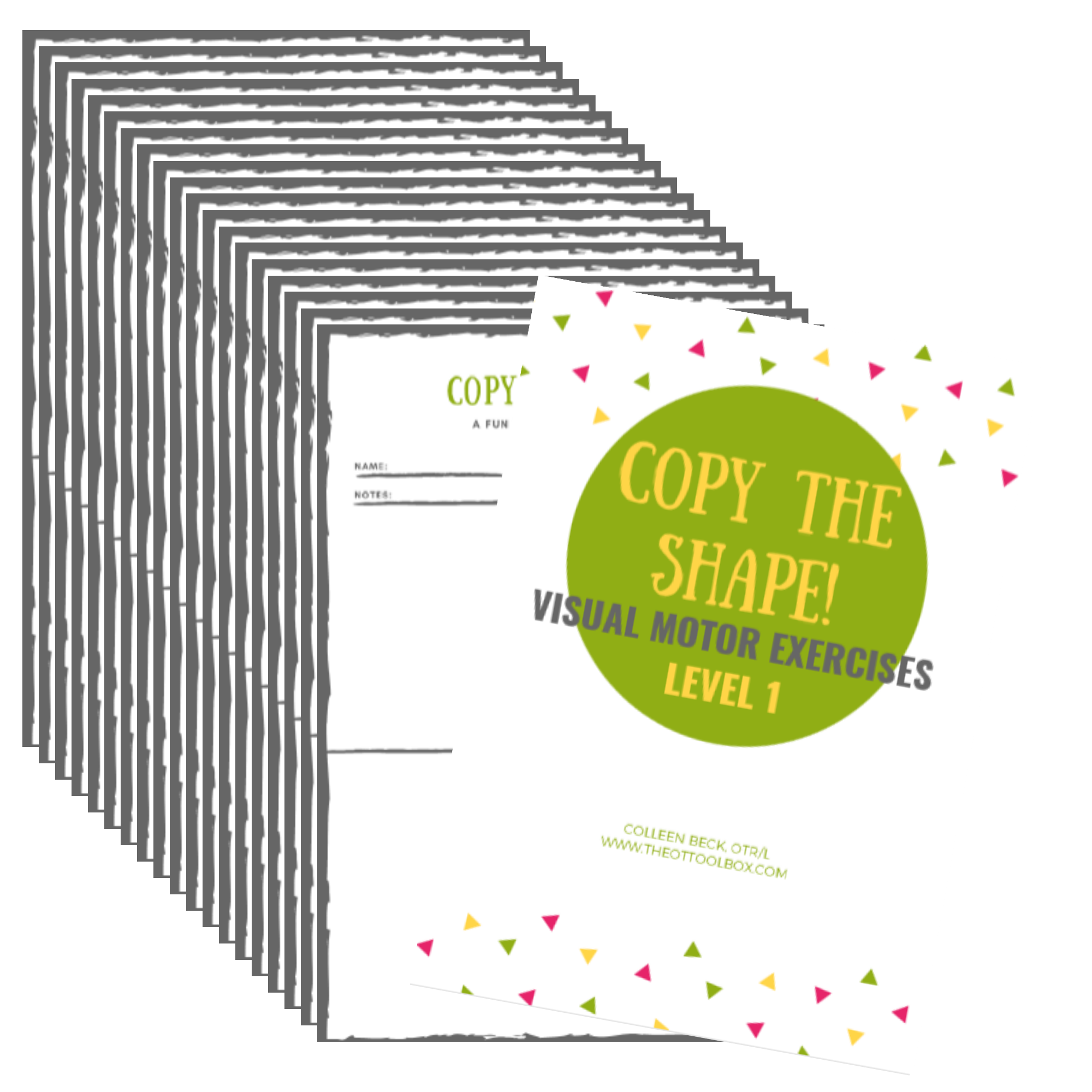 Visual motor workbook for copying shapes