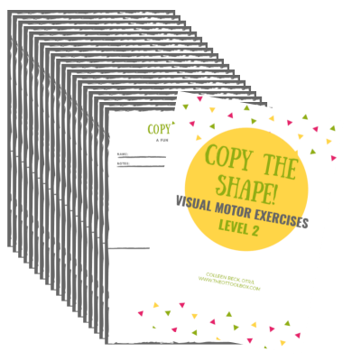 Visual motor workbook to copy shapes and forms